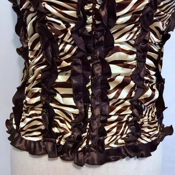 Check Me First NWT Brown and Taupe Zebra Print Bustier Women Various - Picture 3 of 13
